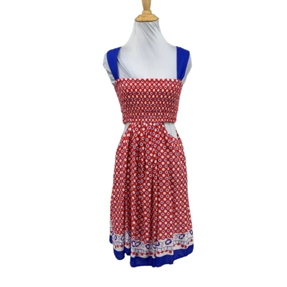 Celandine Dress Womens XS Extra Small Harbor Smocked Cutout Waist Dot Print